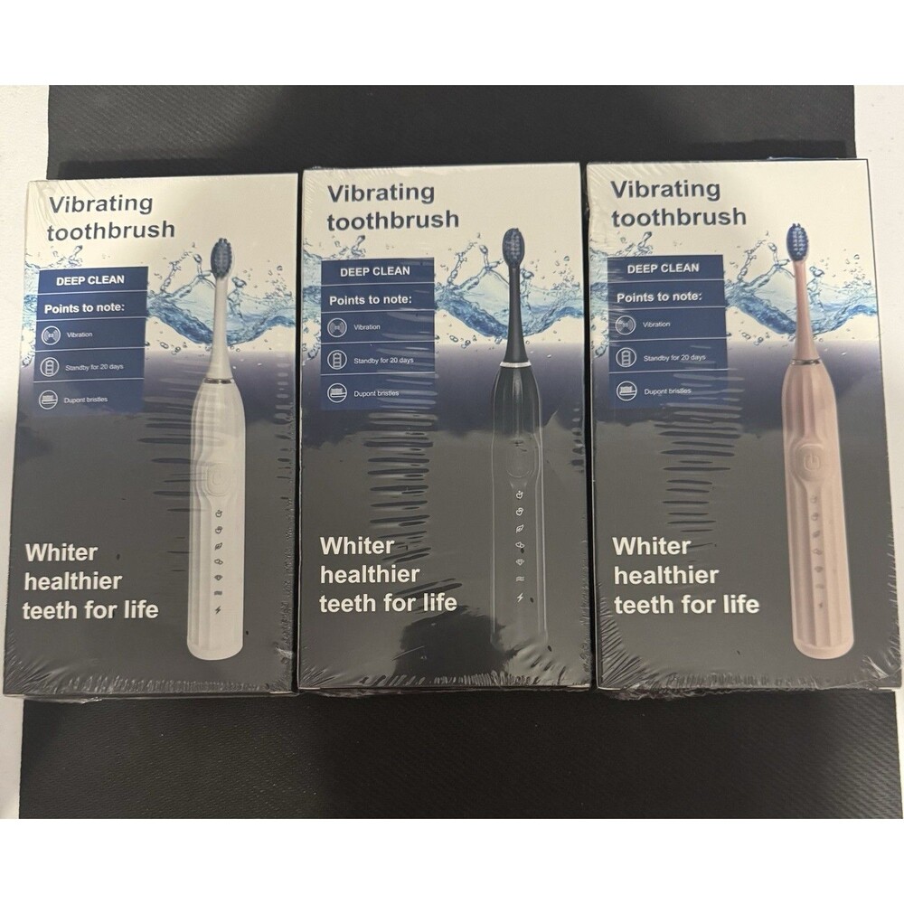Sonic Electric Toothbrush 3-Pack White/Black/Pink Rechargeable Bluetooth App